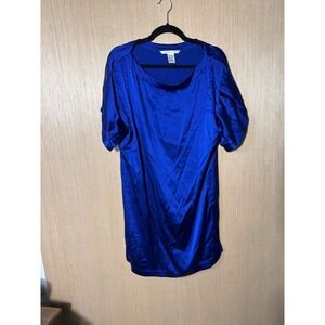 Diane von Furstenberg Silk Blend Mini Dress Cobalt Blue Short Sleeve Size 10